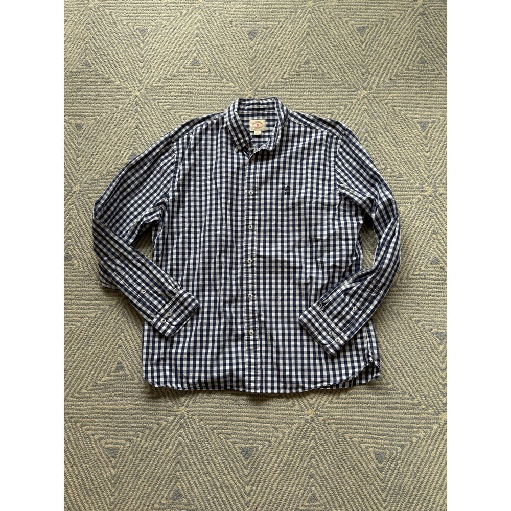 Brooks Brothers Red Fleece Long Sleeve Button Shirt - Blue/White - XL